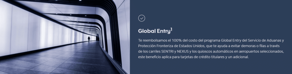 Imagen de la explicación de los beneficios de Global Entry de Scotibank.